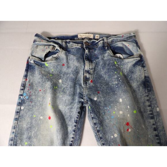 Evolution In Design 38 Jeans Men Paint Spatter Distressed Acid Wash Hip Hop Y2K - Picture 10 of 16